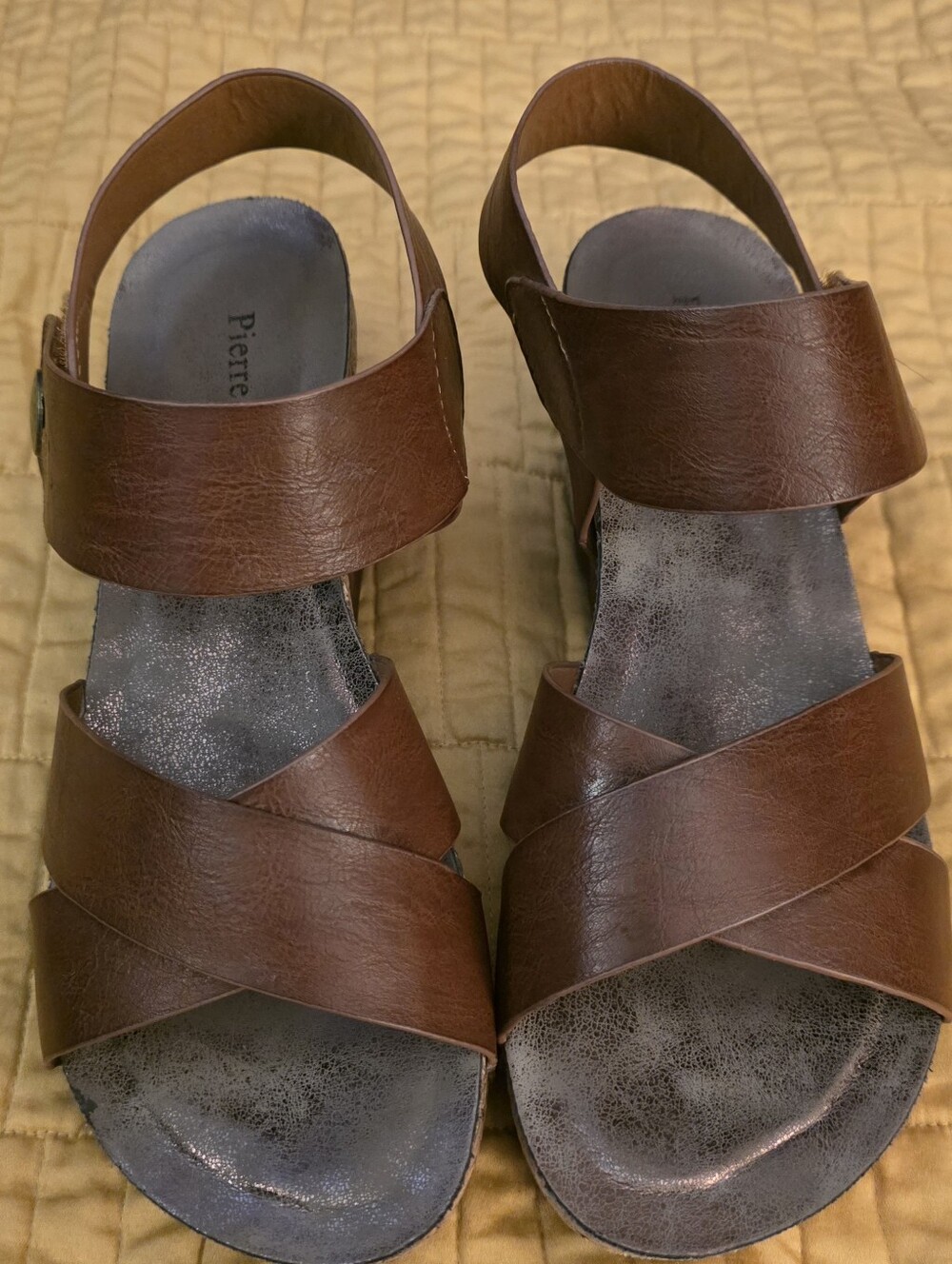 Pierre Dumas Brown Crisscross Strap Women's Sandals Size 7.5